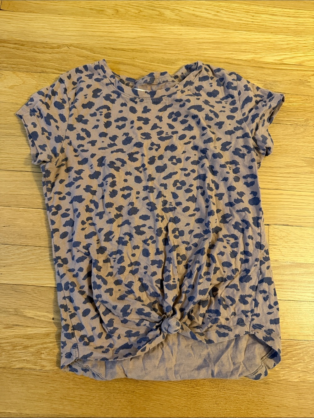 Abercrombie & Fitch Brown Short Sleeve Knot Front Tee with Leopard Print
